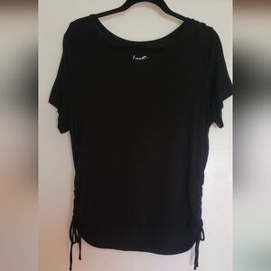 Lovesick Black Ruched Tie Front T-Shirt